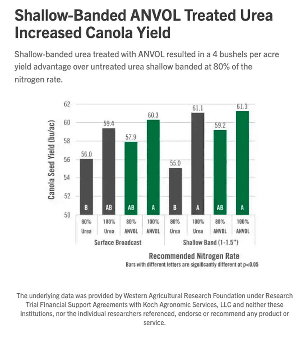Shallow-Banded ANVOL Treated Urea Increased Canola Yield